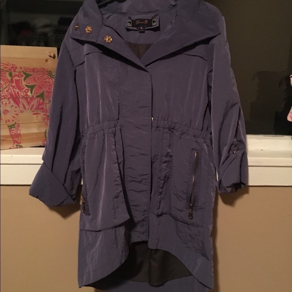Blue raincoat jacket